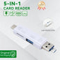 6-in-1 USB 3.0 & Type-C Card Reader OTG – Multi-function SD/TF/Micro SD Card Adapter with USB 3.0 Port, High Speed Data Transfer