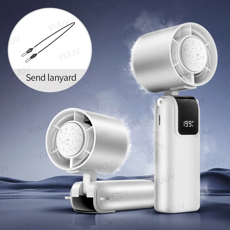 Ice Cooling Handheld Fan 199 Speeds Turbo Portable USB Desk Fan Foldable / Hangable for Outdoor Fast Chill Ice Compress