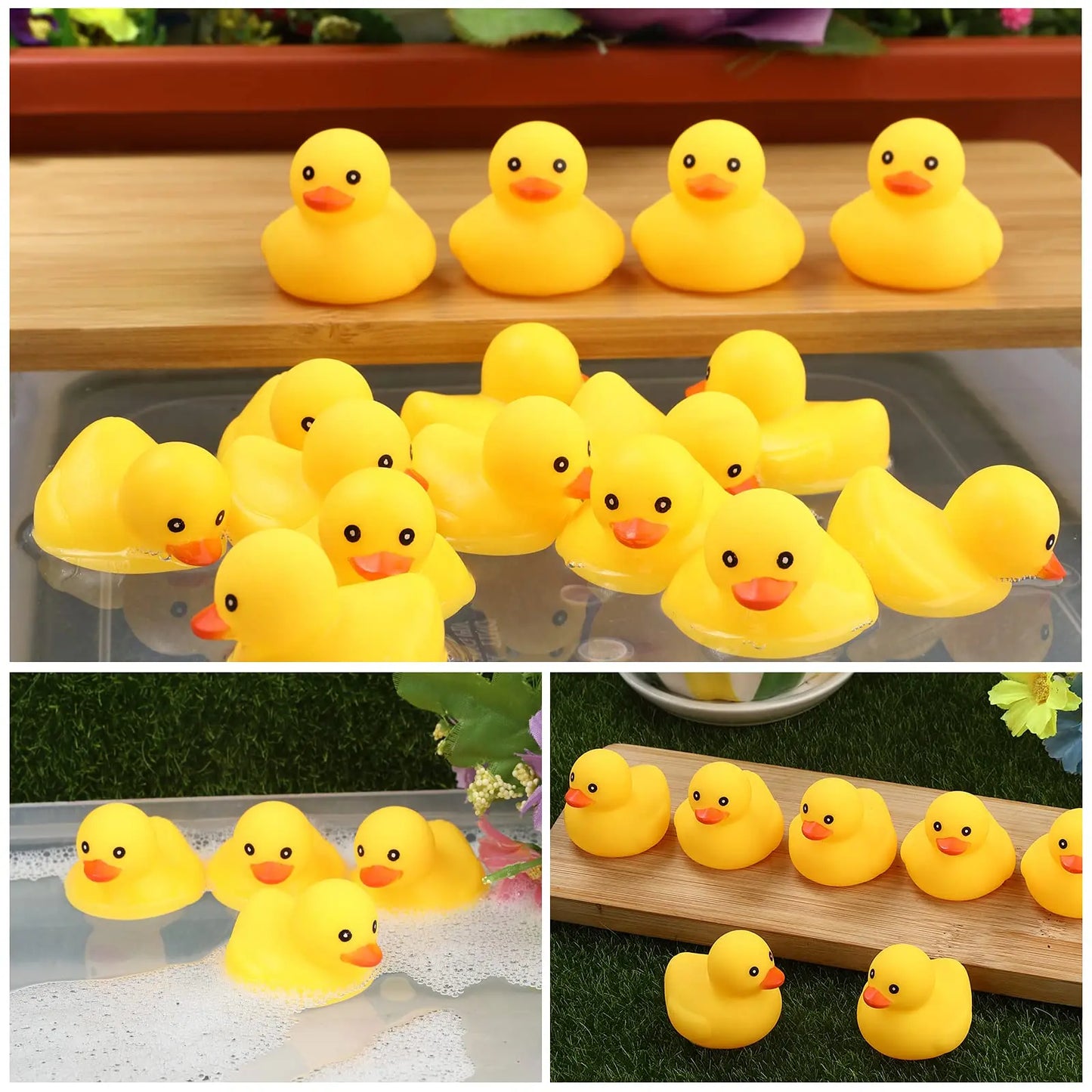 1-100pc Mini Rubber Ducks Set in Bulk Float Squeak Tiny Ducks Rubber Duck Toy for Kids Party Birthday Supplies