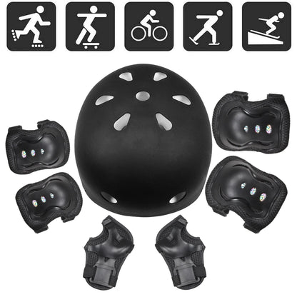 7Pcs/Set Kids Bike Helmet Skateboard Knee Pads, Girls Boys 3-10yrs Wrist Guards for Sports Cycling Bike Roller Skating Scooter