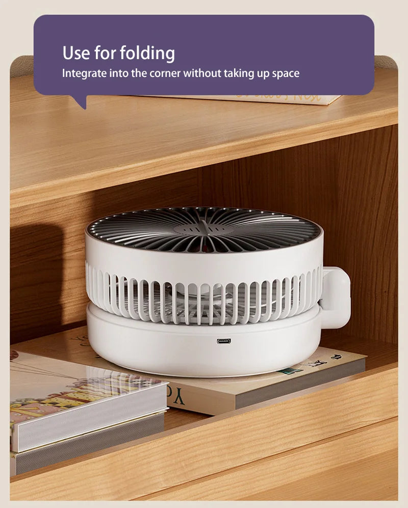 Lenovo 5000mAh 3IN1 Rechargeable Multifunctional Portable Fan Wall Mounted Fan 90° Folding Fan 4 Gears With Warm Night Light
