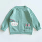 Baby Girls Embroidery Sweater Cardigan Autumn Fashion Cotton Floral Collar Kids Knitted Cardigan Rabbit Coat Outerwear Korean