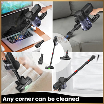 LAMZIEN V8 Cordless Vacuum Cleaner, 45000PA/40Min Runtime, Efficient HEPA Filtration, New Brushless Motor, Self-Standing, Vacuum Cleaners for Home/Pet Hair/Carpets/Floors