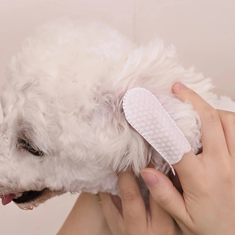 100Pcs Pet Finger Wipes,  Dog Cat Oral Cleaning Finger Cot Wipes for Teeth, Ear & Eye Care