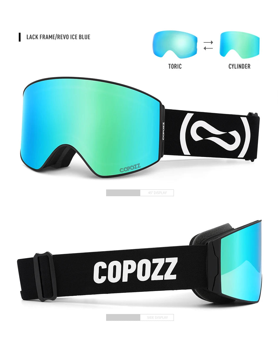 COPOZZ Magnetic Ski Goggles UV400 Protection Anti-Fog Ski Glasses Men Women Quick-Change Lens Snowboard Goggles with Two Options
