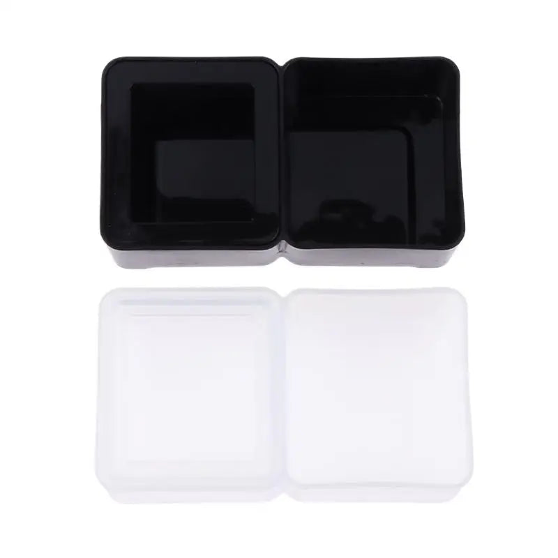 (.) Black/White Plastic Breeding Feeders Box Anti-escape Reptile Snake Feeding Bowl Double Box 2 In 1 Worm Dish