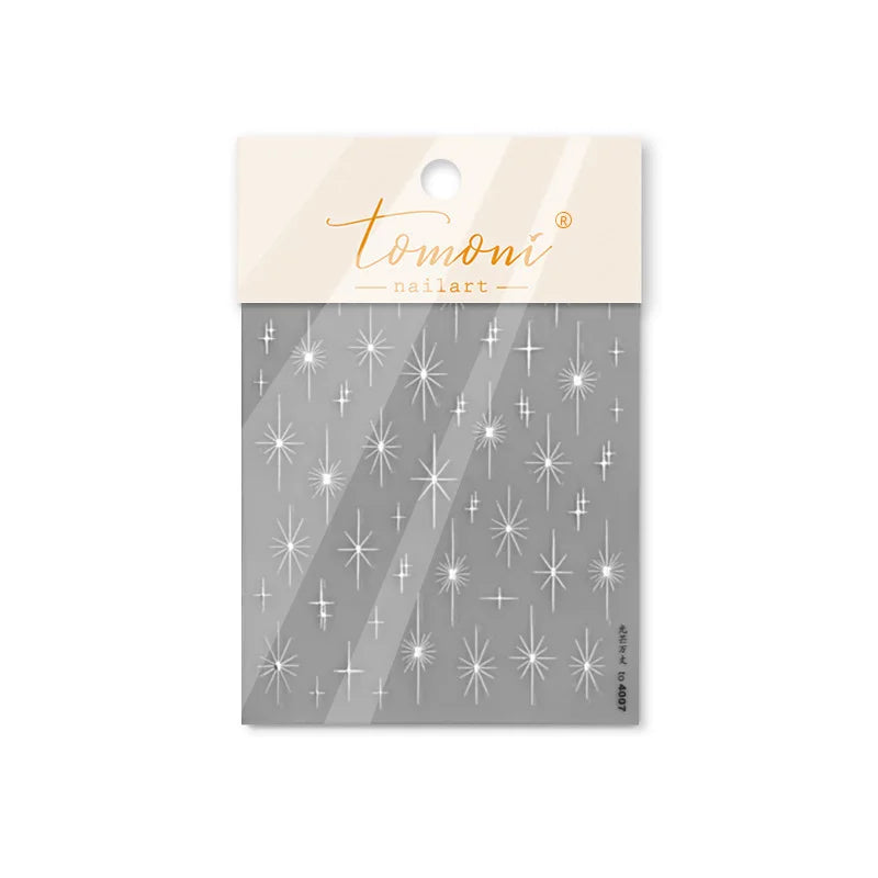 Gold Silver Starlight Laser Pink Colorful Glitter Star Bronzing Rhinestones Relief Nail Art Decorations Stickers Manicure Decals