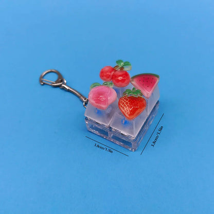 Keycap Keychain Mobile Phone Pendant Fruit Kawaii Keyring Fingertip Decompression Novelty Pop Fidget Toy Valentine Holiday Gift