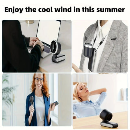 Portable Handheld Turbo Fan, 5 Gear Wind, USB-C Rechargeable Fan, Up to 10 Working Hours, 3 IN 1 Hand Fans with Air Turbo Tech