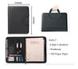 PU leather A4 zipper calculator binder conference file pad folder briefcase tablet portable circular handle file bag