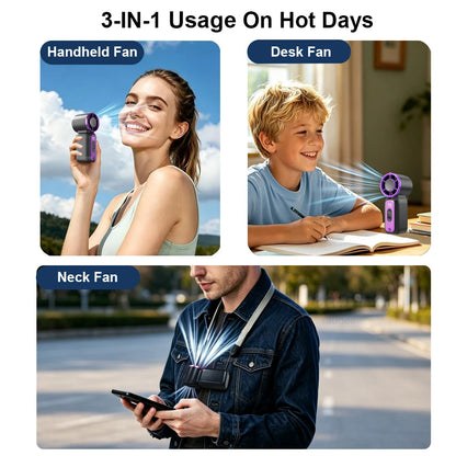 Mini Hand Fan Ultra Mini Fan Portable USB Rechargeable Neck Hanging Fan With Light Pocket Size Small Handheld Fan For Outdoor