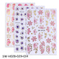 2/3pcs Golden Pink Hibiscus Flower Nail Stickers 3D Bronzing Border Petals Sakura Line Sliders Nail Decals DIY Manicure Decor
