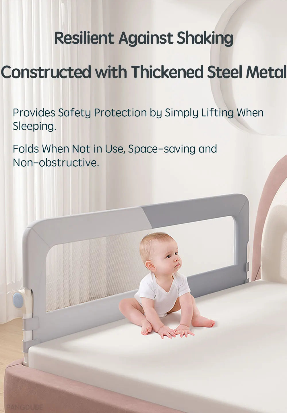 PANGDUBE 1pc Baby Bed guardrail Baby Safety Bed Barrier Children's Safety Bed Rail Guard for Kids Fall Out Protection
