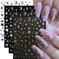 4pcs/set Roman Letters Nail Stickers 3D Black/White/Gold/Silver Alphabet Adhesive Nail Decasl English Letters DIY Manicure Decor