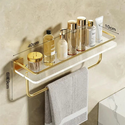 Punch-free Luxury Bathroom Shelf Shelves Wall Mounted Shampoo Cosmetic Storage Rack For Kitchen Holder Square Acrylic Organizer