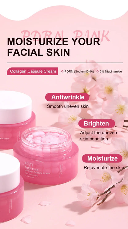 Korean PDRN Pink Collagen Capsule Cream with Niacinamide Cream for Uneven Skin Tone Lightweight Face Moisturizer Non Greasy care