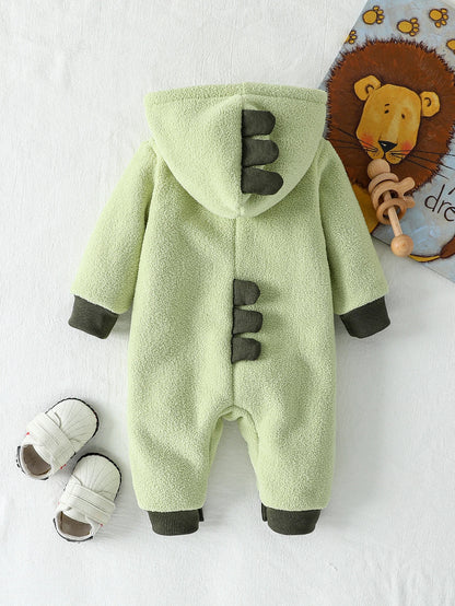 2025 Autumn /Winter Newborn Baby Boy/Girls Warm Fleece Romper Jumpsuit Solid Infant Hooded Jumpsuit Baby Cute Clothing For 0-1Y