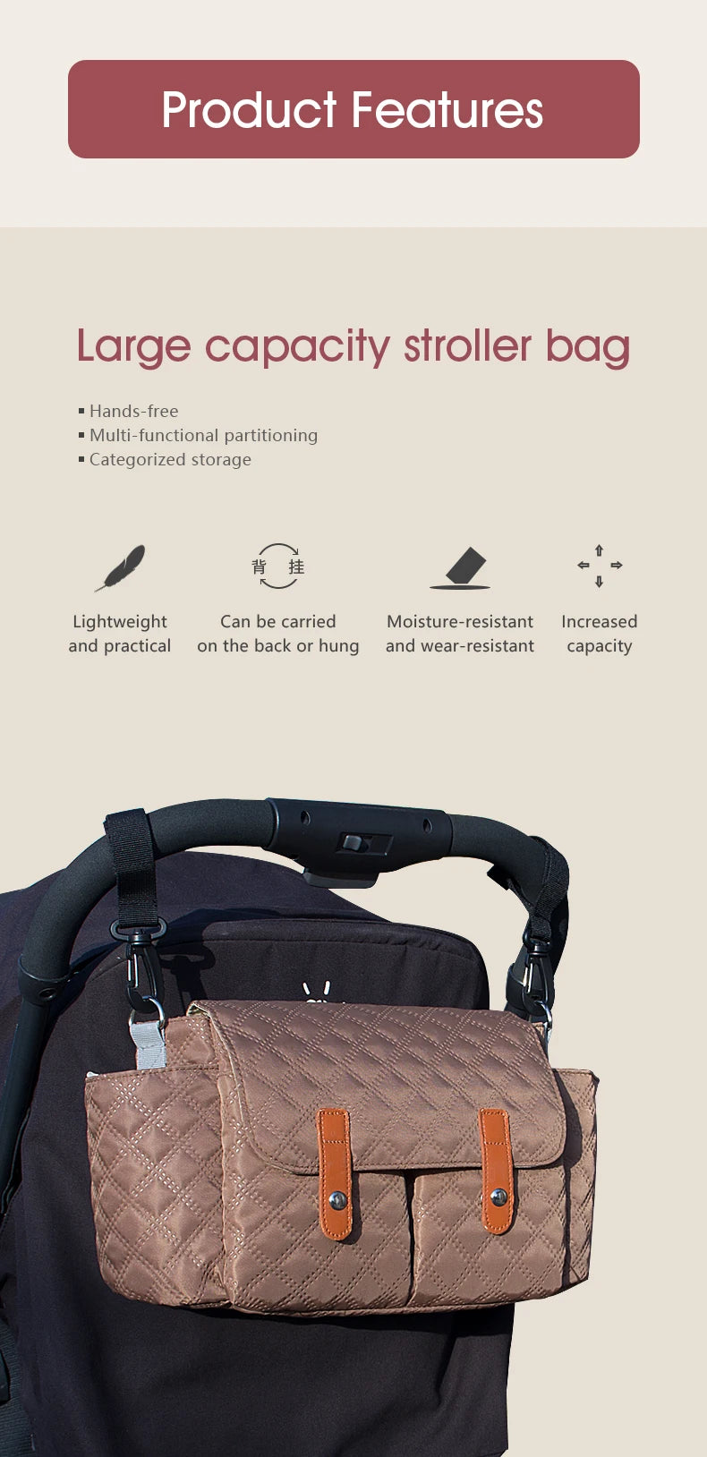 Stroller Organizer Bags Magnetic Buckle Mummy Travel Hanging Bag Bottle Holder Pram Diaper Bags Baby Stroller Accessories