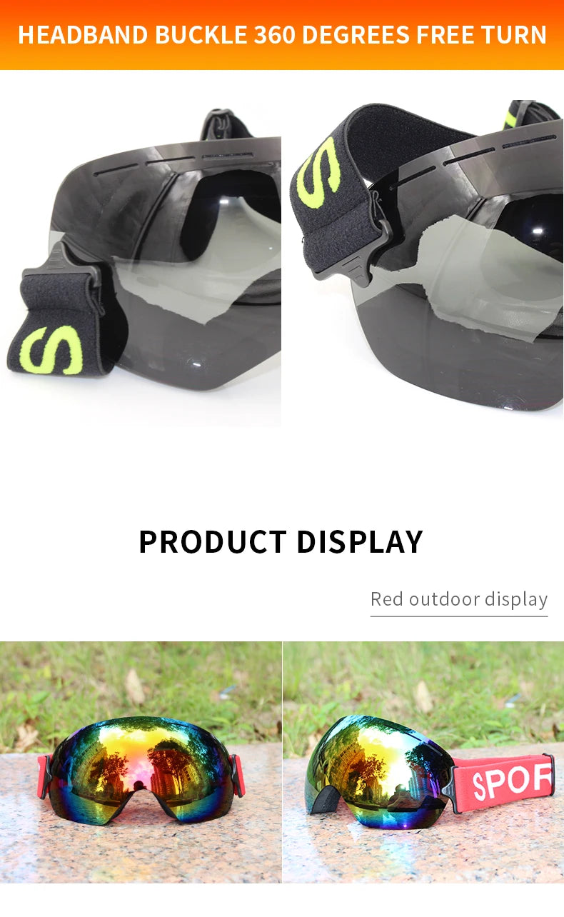 LIGHTWEIGHT Professional Ski Goggles Men UV400 Adult anti-fog Snowboard Skiing Glasses Women Ultra-light Winter Snow Eyewear