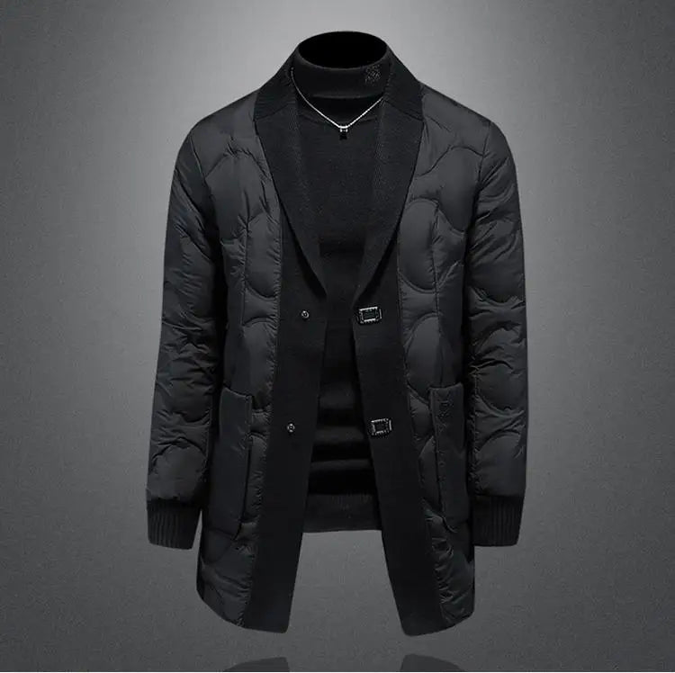 High quality 2025 Winter 90% White Duck New Fashion British Style Casual Loose Slim Mid-length Down Jacket