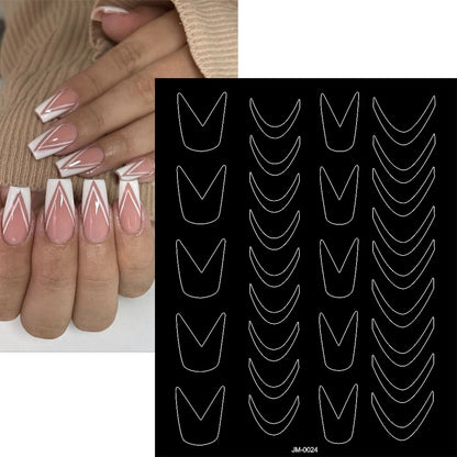 24-Design Airbrush Stencil Nail Stickers 1Pcs Butterfly/Heart/French Line Nail Decal Adhesived DIY Nail Template Airbrush Slider