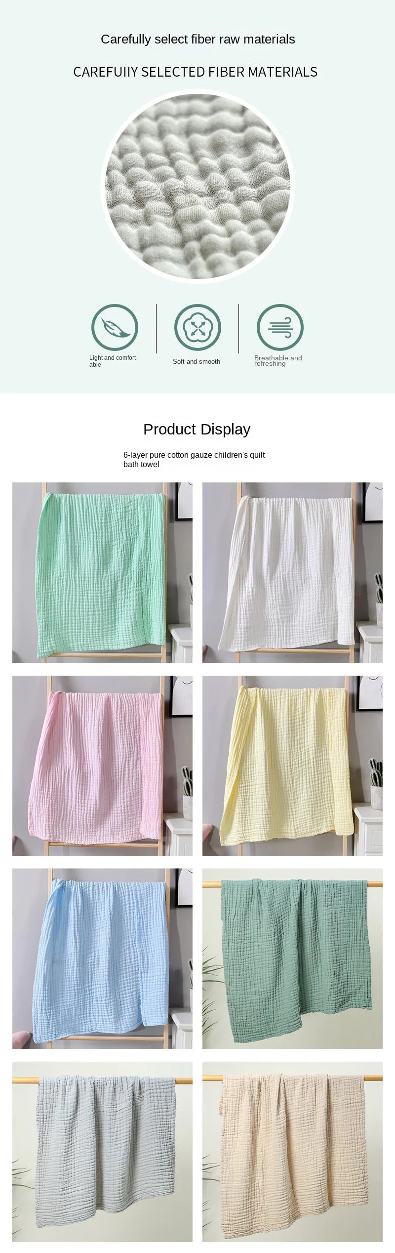 6 Layer Cotton Gauze Baby Blanket Newborn Muslin Baby Bath Towel Soft Swaddle Wrap Stroller Blanket Lange Bedding Items