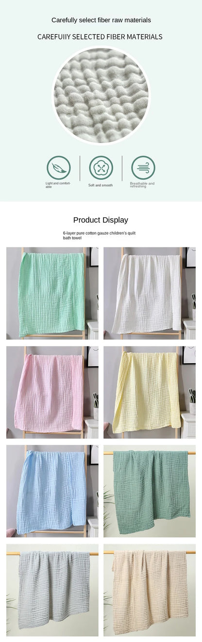 6 Layer Cotton Gauze Baby Blanket Newborn Muslin Baby Bath Towel Soft Swaddle Wrap Stroller Blanket Lange Bedding Items