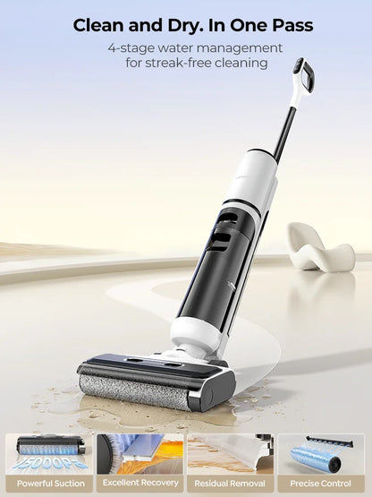 【M3 Upgraded】Laresar M5 Cordless Wet Dry Vacuum Cleaner, Air Dry Edge Brush 48min Self-Cleaning Upright Stick Vacuum Mop Floor Home Appliance