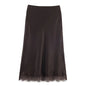 Willshela Women Fashion Solid Lace Side Hem Pleated A-Line Midi Skirt Vintage High Elastic Waist Female Chic Lady Skirts