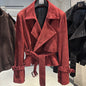 YOLOAgain 2025 Autumn Elegant Real Leather Jacket Coat Women Oversized Leather Jacket With Belt