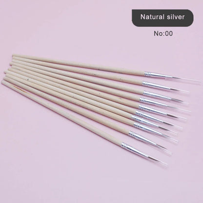 10Pcs/Set Fine Hand-painted Thin Hook Line Pen Short Wood Rod Drawing Art Pen Paint Brush Art Supplies Nylon Brush Special Offer