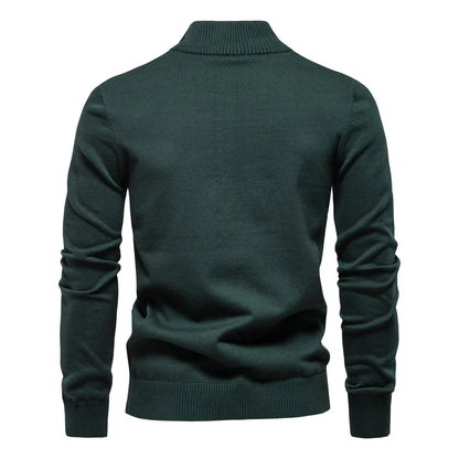 AIOPESON Mens Mock Neck Cotton Pullover Knit Sweaters Casual Business Strip Ribbed Turtleneck Sweaters for Men
