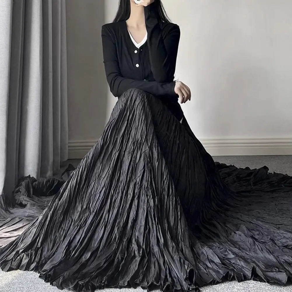 11 Colors Irregular Pleated A-line Skirt For Women High Waist Solid Color Loose Fashion Skirts Casual 2025 Spring New