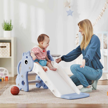 3 in 1 children's giraffe slide, basketball hoop ball, blue, children's slide, toy slide, children's toy slide, outdoor slide, slide