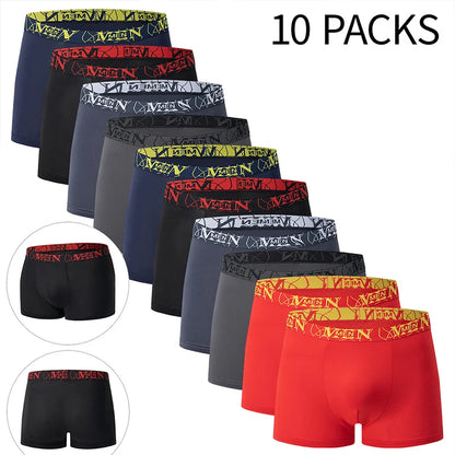 4/10 Piece Men's Four Season Black Fashionable Casual Basic Versatile Underwear Boxer Shorts Plus Size Youth Sports Base Shorts