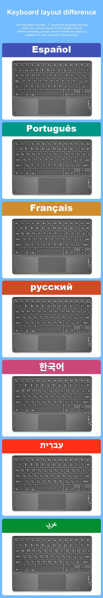 Touchpad Bluetooth Keyboard For Smart Phone PC Computer Laptop Wireless Keyboard  For iOS Android Windows for iPad Keyoboard