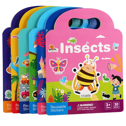 Reusable Bubble Sticker Book for Kids - Multi-Themed Educational Learning Activities, Washable & Safe Toddler Stickers