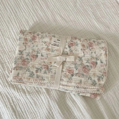 Baby Blanket Floral Soft Cotton Muslin Newborn Swaddle Wrap Receiving Blanket Quick Dry Bath Towel Baby Stroller Cover