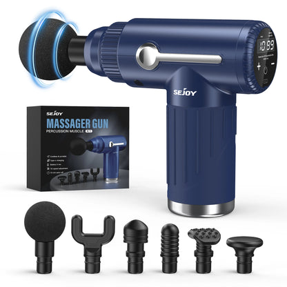Sejoy Portable Fascia Gun Vibration Massage Gun 10 Speed,6 Heads For Body Neck Back Deep Muscle Relaxation Fitness