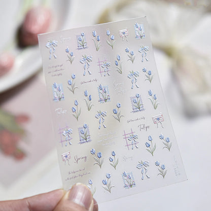 5D Starfish Fish Tail Small Fish Blue Bow Shell Silver Glitter Star Nail Art Stickers Ocean Fantasy Summer Nail Decals Manicure