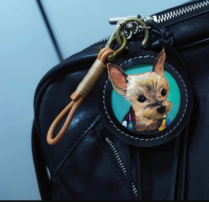 Pet Souvenirs Pet Nameplate Souvenirs Leather Carving Pet Pictures Customized Car Dog Cat Portrait 3D Image