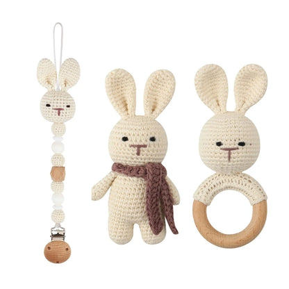Baby Pacifier Clip Crochet Koalas Handbell Rattle Doll Teether Pacifier Chain Clips Set Dummy Chain Cartoon Teething Toy