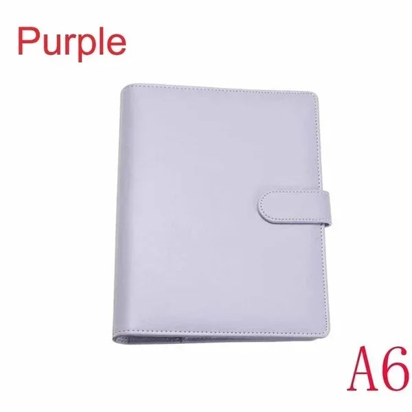 Solid Color Leather Folder Desktop Information Card Storage Notebook Folder Notepad Cover Leather Binder Study Office Supply