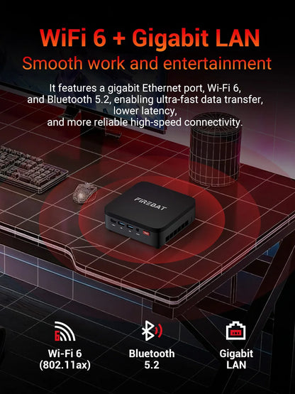 FIREBAT R3 Mini PC AMD Ryzen 3 4300U 8GB/16GB LPDDR4 RAM 256GB/512GB SSD M.2 SATA Windows11 Pro Desktop Computer WiFi6 BT5.2