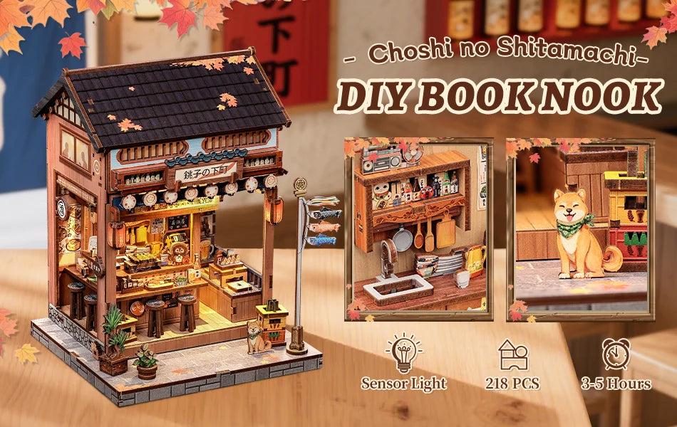 CUTEBEE Book Nook DIY Building Kit with Laser-Cut Precision Pieces 3D Wooden Puzzle  Collectible Desk Home Decor for Gift Idea