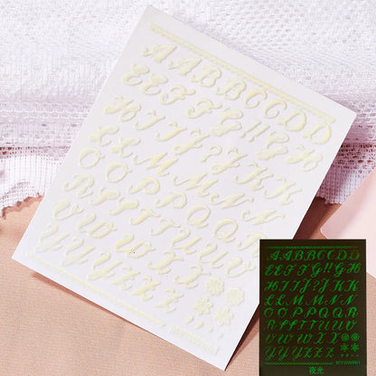 3D Glittery Gothic Letter Design Nail Art Stickers Uppercase Alphabet Letters Artistic Designs DIY Nail Art Decals Decoration #1