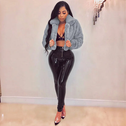 Women Coat Faux Fur Coats Sexy Short Jackets Turn Down Collar Long Maxi Loose Open Stitch Thick Warm Outerwear Autumn Winter