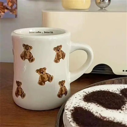 Ceramic Coffee Mug Cartoon Bear Chocolate Bear Mugs Girl Retro Coffee Cup Afternoon Tea Cute Ceramic Mugs Cute Coffee Mug Cup