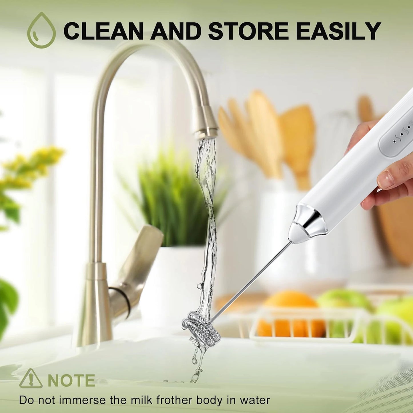 Milk Frother Rechargeable Handheld 3 Speed With Stand Electric Foam Maker, Drink Mixer Cappuccino Matcha Housewarming Gift Idea