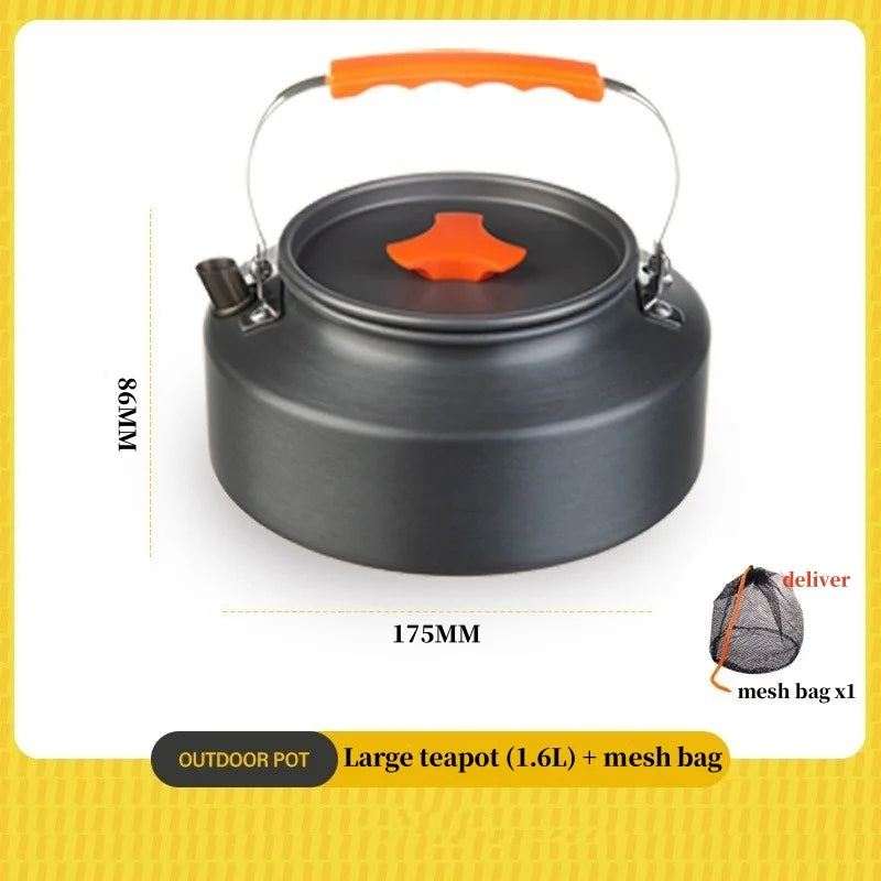 Camping Cookware Cooking Kettle Pot Hiking Picnic Equipment Portable Frying Pan Hanging Pot, Hiking Picnic Tableware